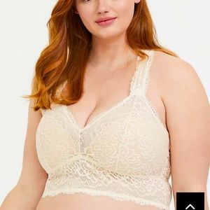 NWT Torrid Lace Racerback Bralette in Ivory